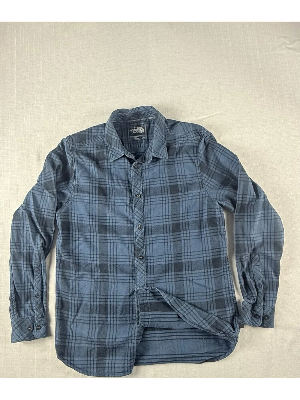 The North Face Flannel Shirt Mens Large Blue Plaid Long Sleeve Button Up